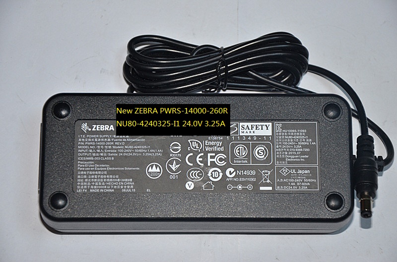 New ZEBRA NU80-4240325-I1 PWRS-14000-260R 24.0V 3.25A AC/DC ADAPTER POWER SUPPLY